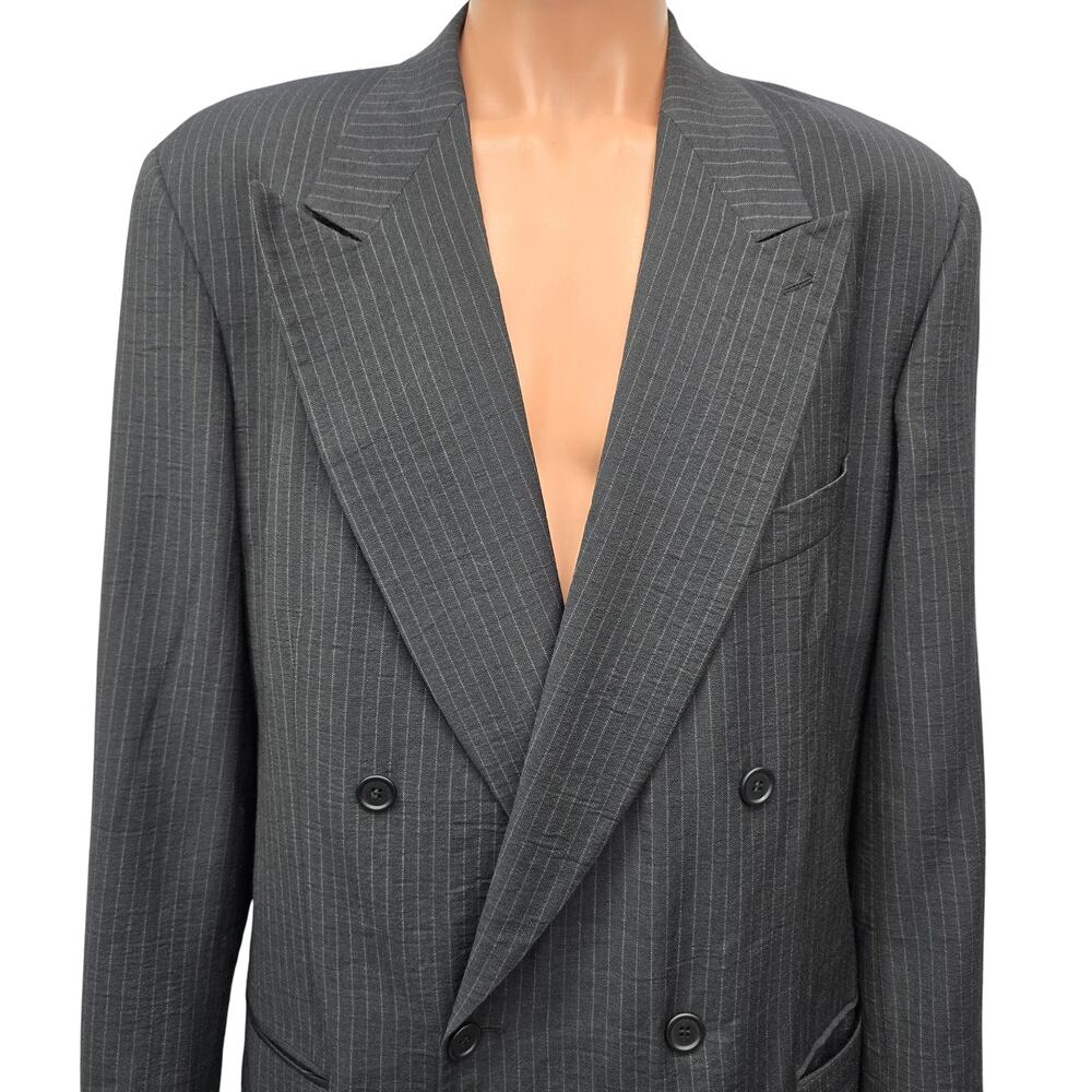 GIORGIO ARMANI Made in Italy Pinstripe Double Breasted Jacket Sz 42L Pure Wool - Picture 4 of 13